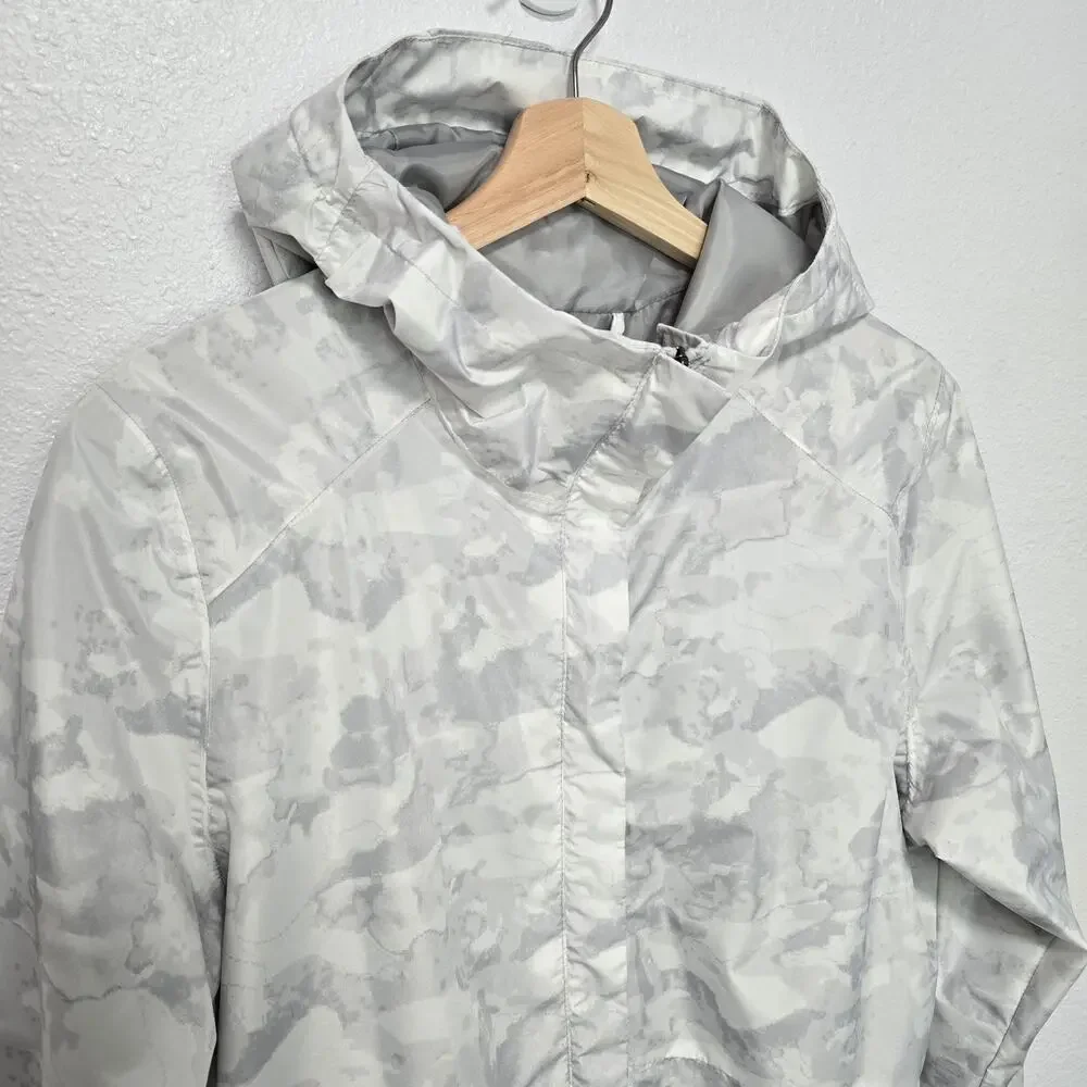 Swiss Alps White Camo Full Zip Packable Windbreaker w Hood Youth‎ Large 12-14